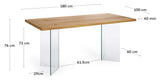 Lotty Dining table with glass legs, 180x100