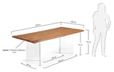 Lotty Dining table with glass legs, 220x100