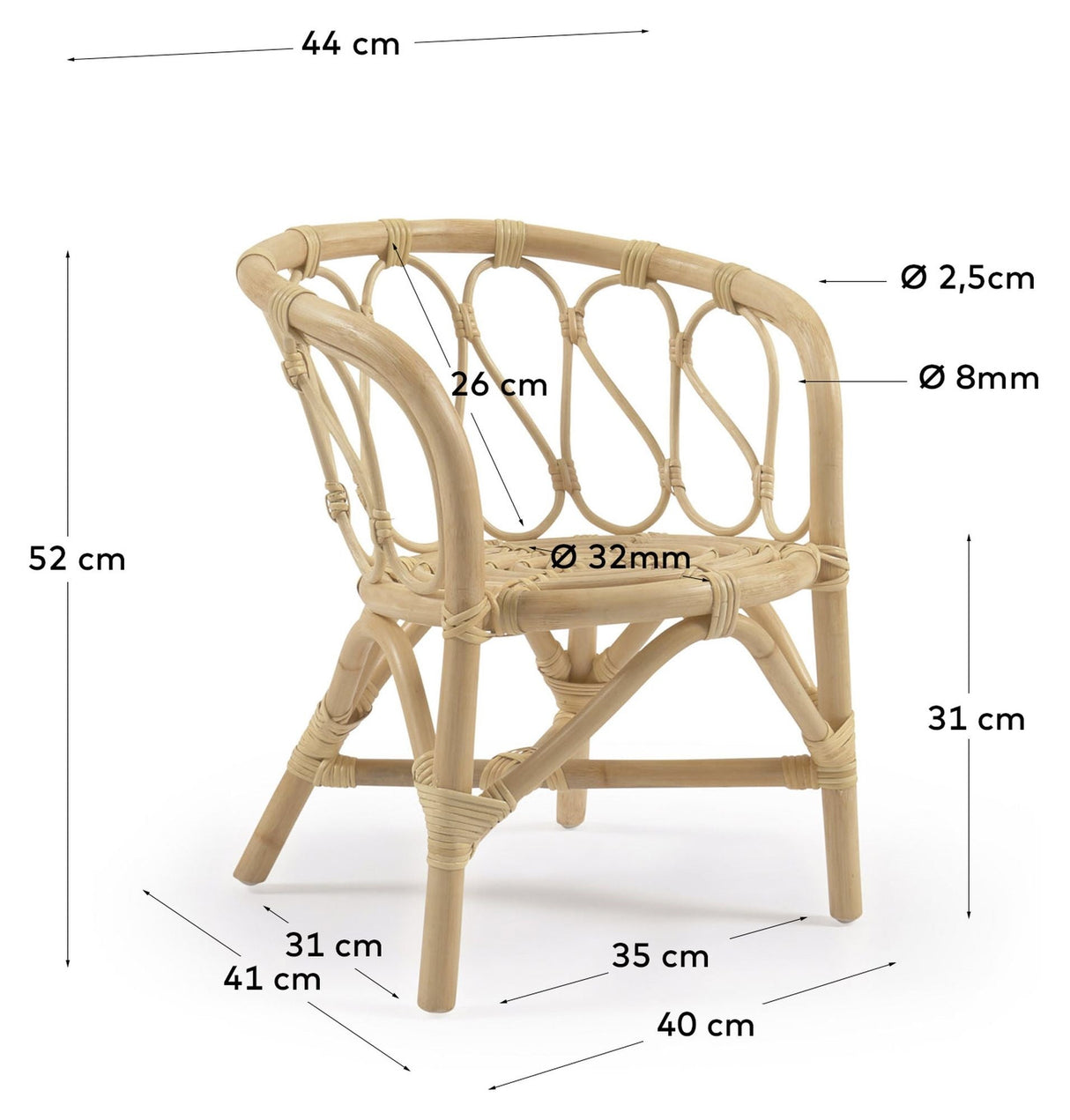 Lumila Children's chair in Rattan