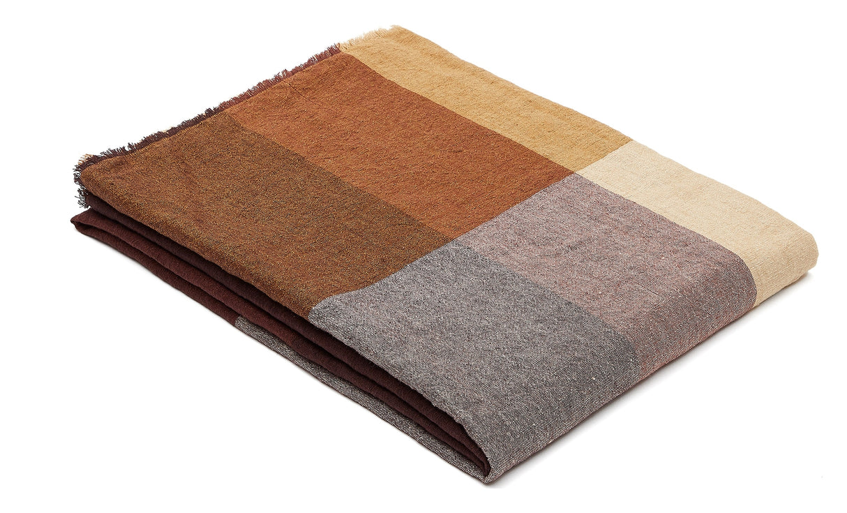 Macel Blanket, Linen/Cotton, Multicolored Check, 130x170