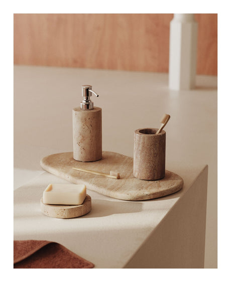 Macre Beige Travertine soap dish