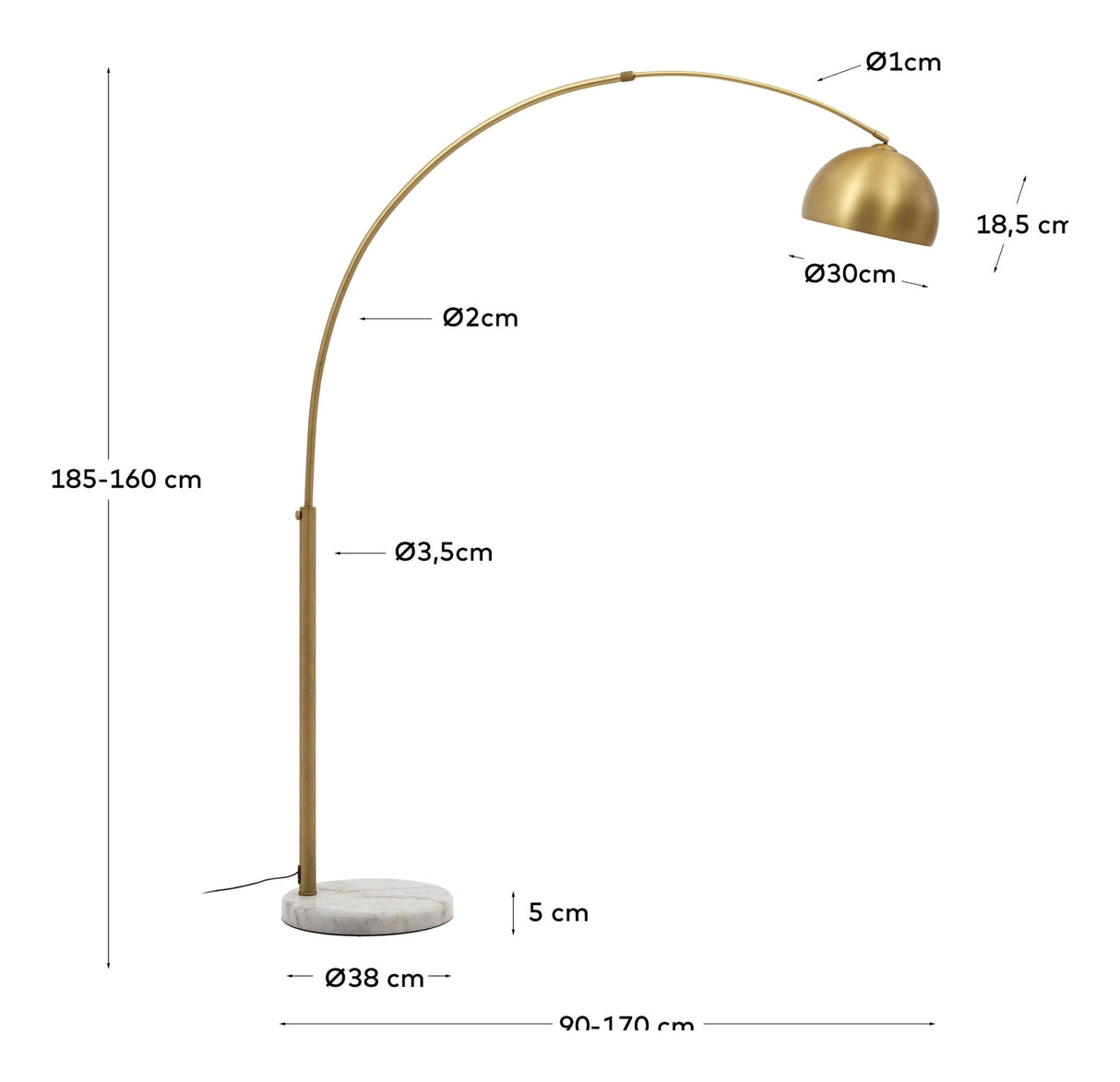 Madali Floor lamp with brass/white marble finish