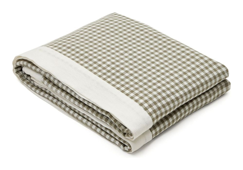 Madremanya Tablecloth Green Checked Linen, 170x250