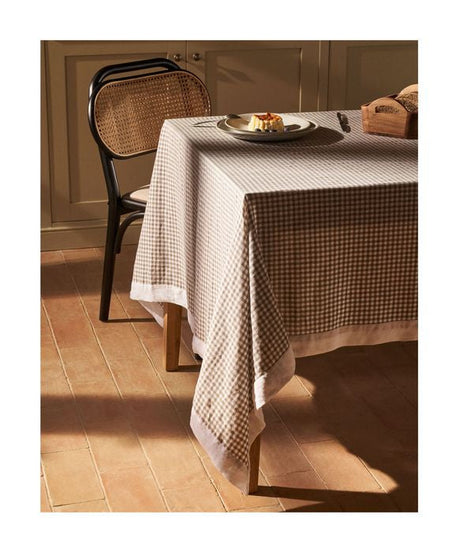 Madremanya Tablecloth Green Checked Linen, 170x250