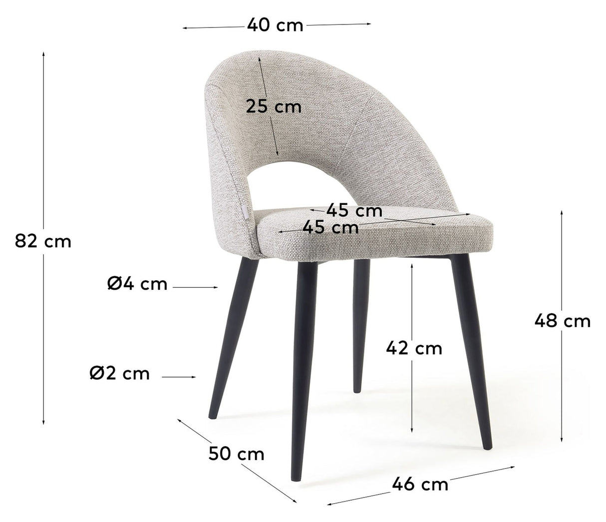 Mael Dining Chair, Beige/Black