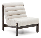 Magira Armchair, White Shearling, Solid Oak