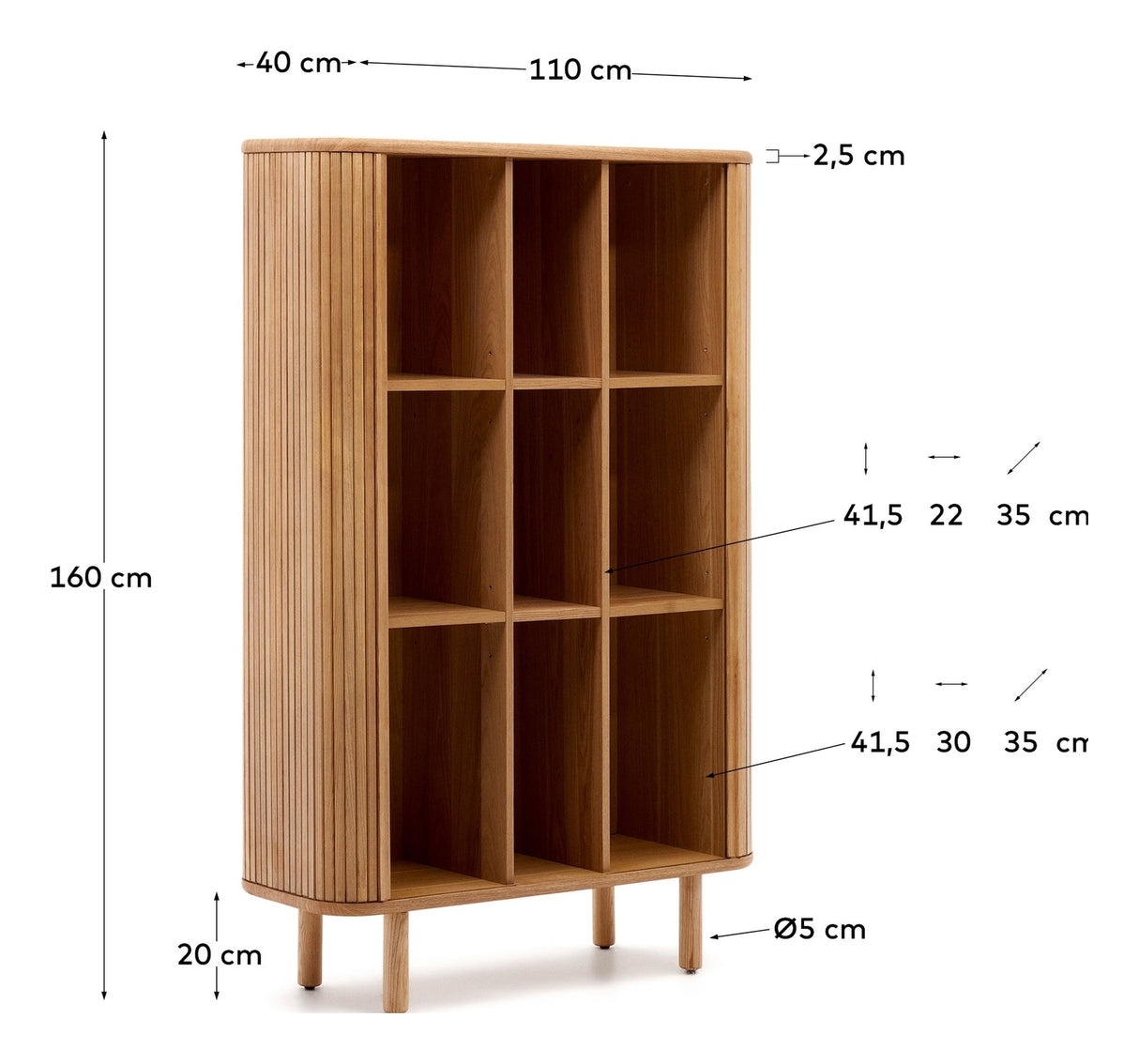 Mailen High Sideboard with 2 doors, Ash veneer/Natural finish, 110x140