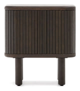 Mailen Bedside table, Ash veneer/Dark finish, 50x55