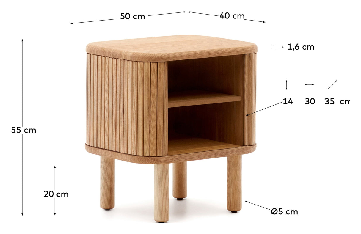 Mailen Bedside table, Ash veneer/Natural finish, 50x55