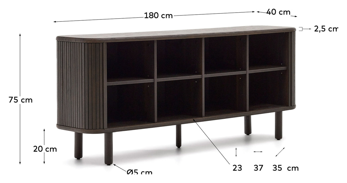 Mailen Sideboard with 2 doors, Ash veneer/Dark finish, 180x75