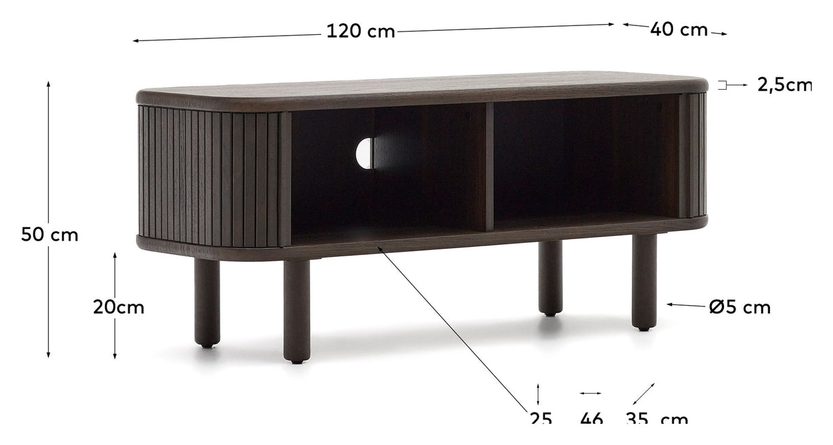 Mailen TV-Table with 2 doors, Ash veneer/Dark finish, 120x50