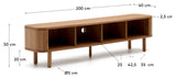 Mailen TV-Table with 2 doors, Ash veneer/Natural finish, 200x50