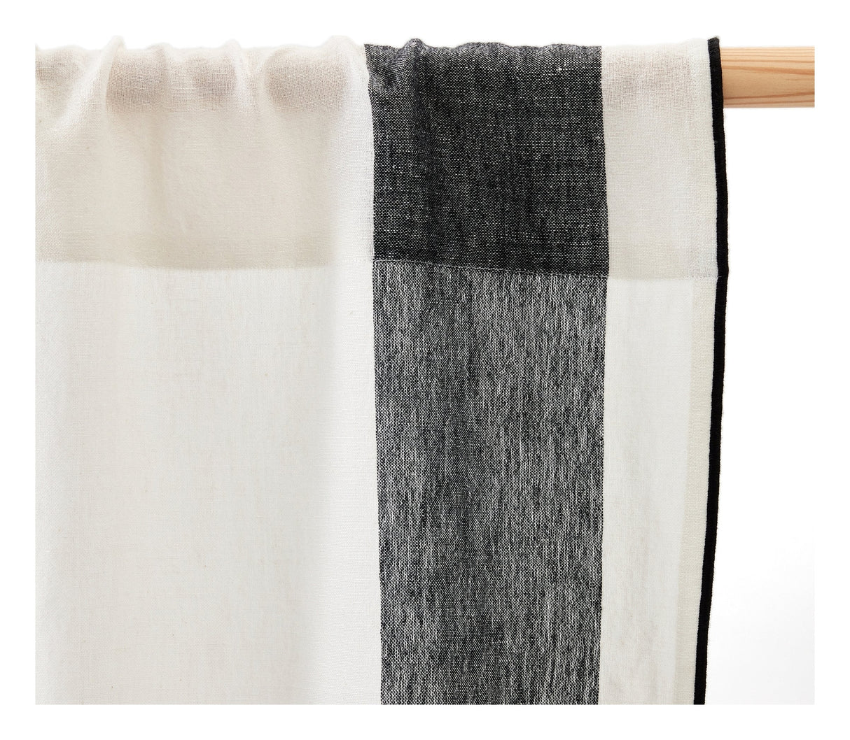 Maileth Curtain with black side stripe, White Linen/Cotton