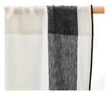 Maileth Curtain with black side stripe, White Linen/Cotton