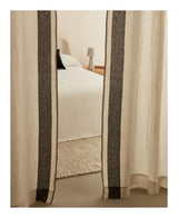 Maileth Curtain with black side stripe, White Linen/Cotton