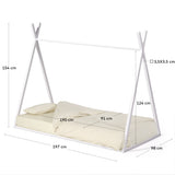 Maralis Teepee Cot, 90x190 cm, White