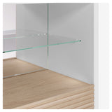 Marielle Chest with 5 drawers/glass shelf, H 142, White/Ash veneer