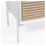 Marielle Chest with 5 drawers/glass shelf, H 142, White/Ash veneer