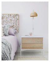 Marielle Bedside table with 2 drawers, White/Ash veneer