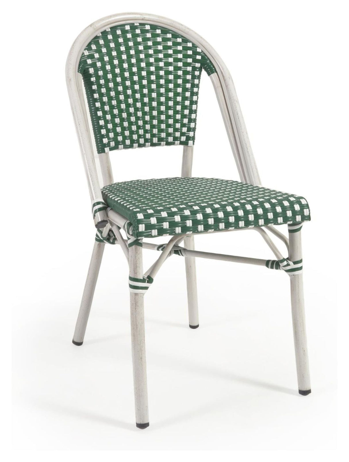 Marilyn Outdoor Café Chair in Polyrattan, Green/White