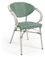 Marilyn Outdoor Café chair with armrests in polyrattan, Green/White