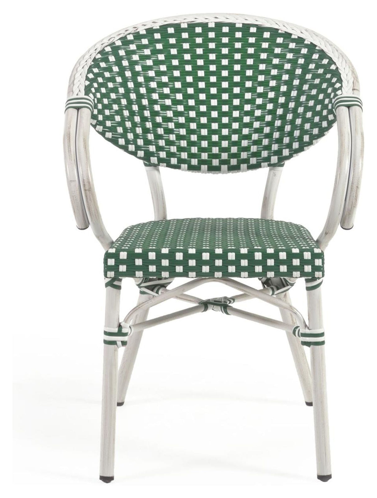 Marilyn Outdoor Café chair with armrests in polyrattan, Green/White