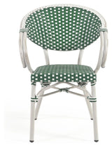 Marilyn Outdoor Café chair with armrests in polyrattan, Green/White