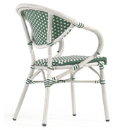 Marilyn Outdoor Café chair with armrests in polyrattan, Green/White