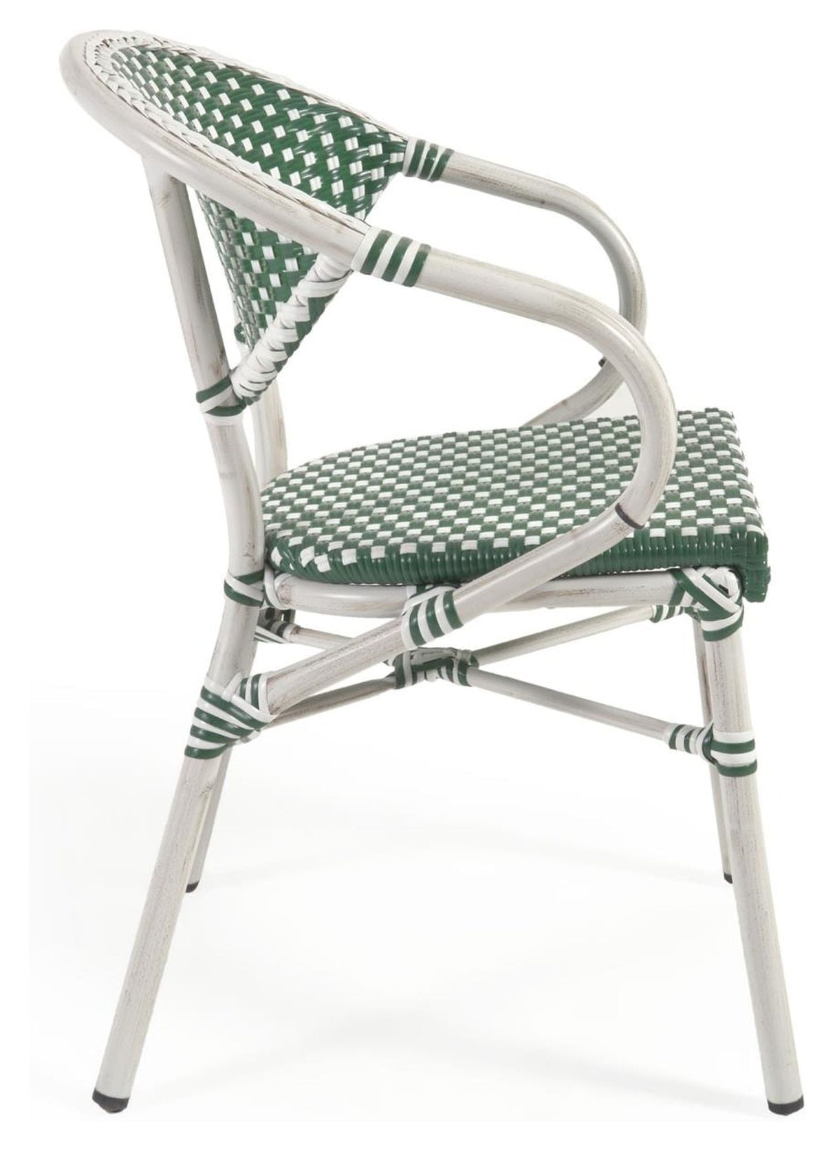 Marilyn Outdoor Café chair with armrests in polyrattan, Green/White