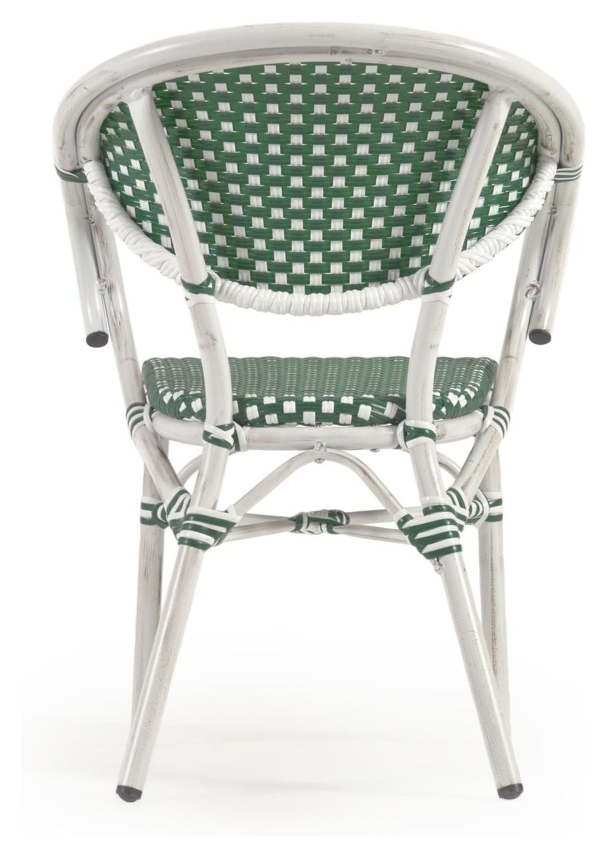 Marilyn Outdoor Café chair with armrests in polyrattan, Green/White