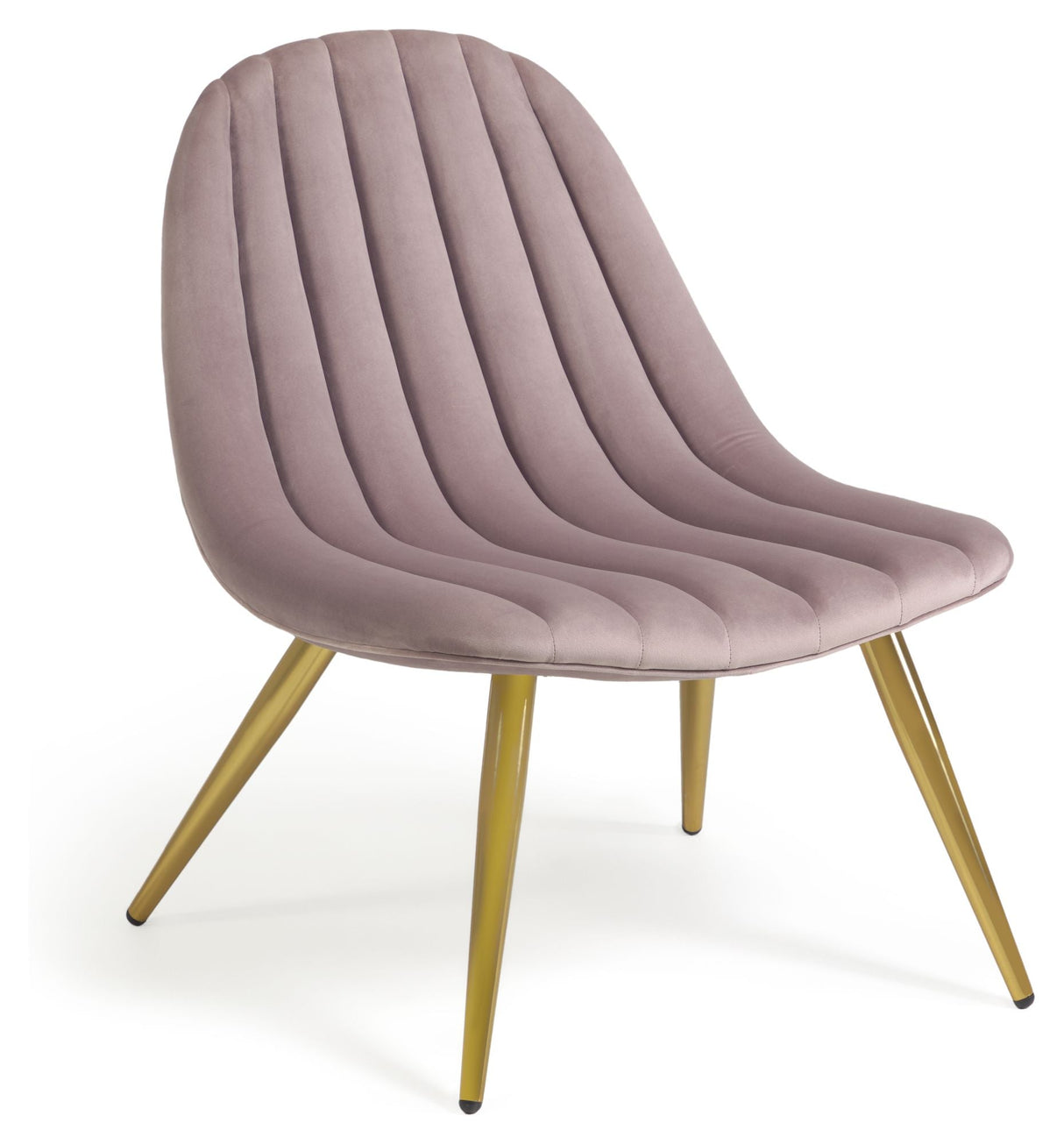 Marlene Lounge Chair - Pink Velvet/Steel legs with gold finish