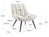 Marline Lounge Chair, White Lambskin Look/Black Metal