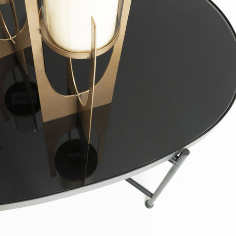 Marsh Side table with glass Black