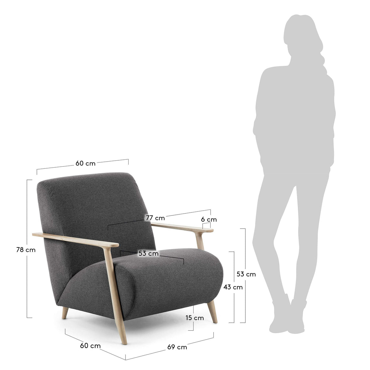 Marthan Lounge Chair w/armrests, Graphite