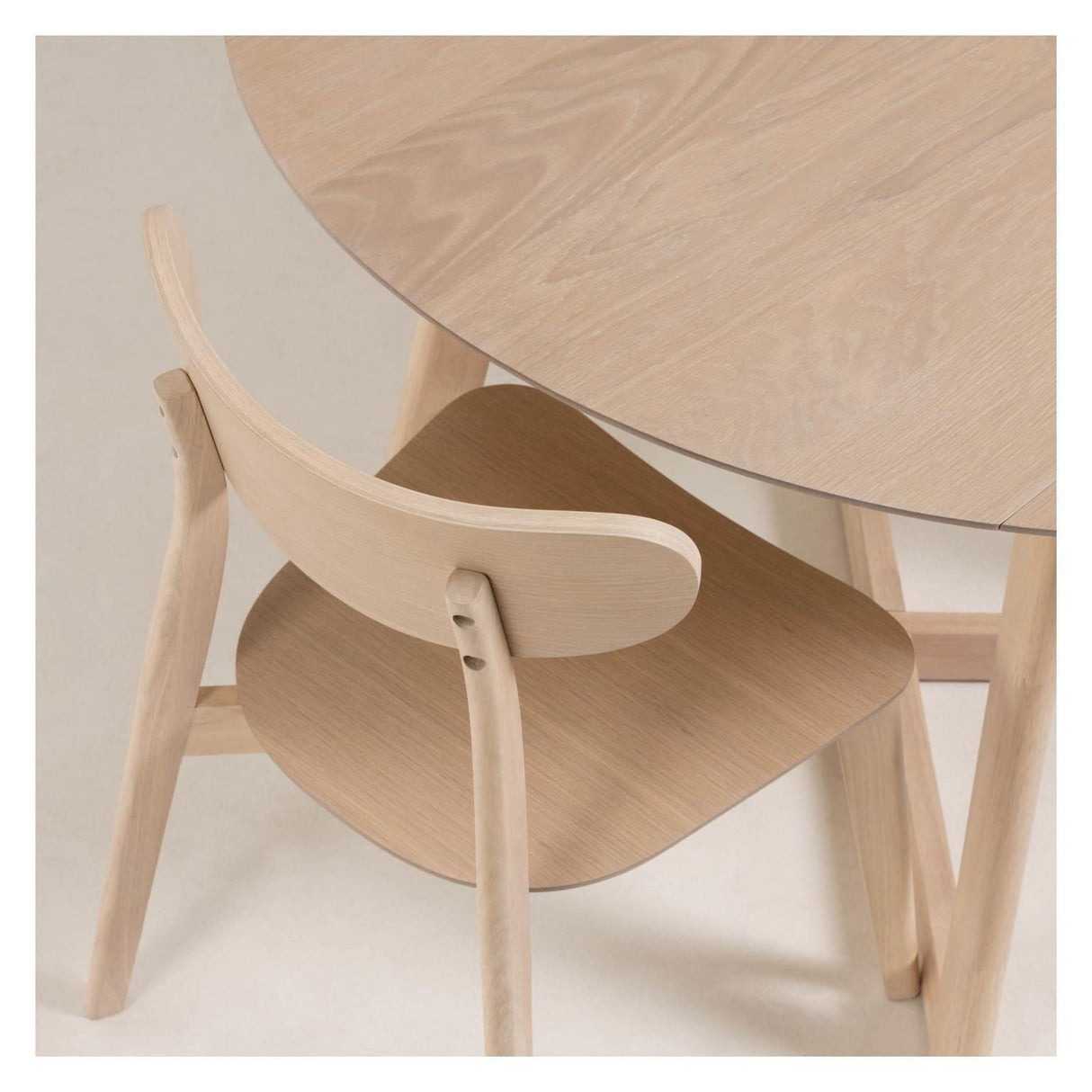 Maryse Dining table with flap Light wood, Ø120