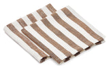 Maura Tablecloth with white and brown stripes, Set of 2 pieces. Cotton/Flax