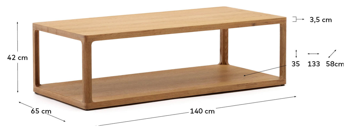 Maymai Coffee Table, Solid Oak, 140x70