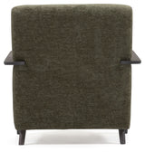 Meghan Lounge Chair, Green Chenille/Wooden Leg Wenge Finish