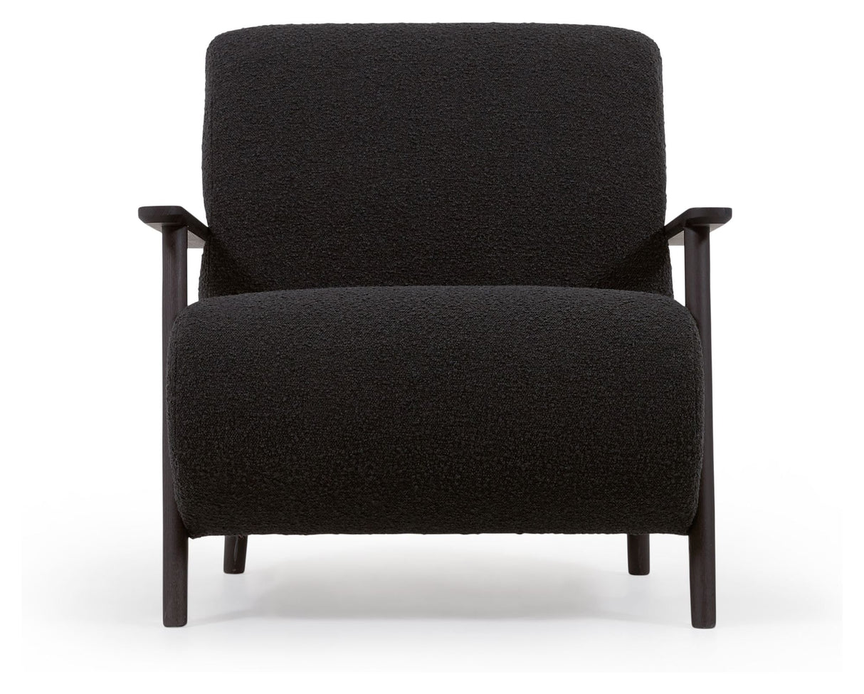 Meghan Lounge Chair, Black lambskin look/Wenge ash