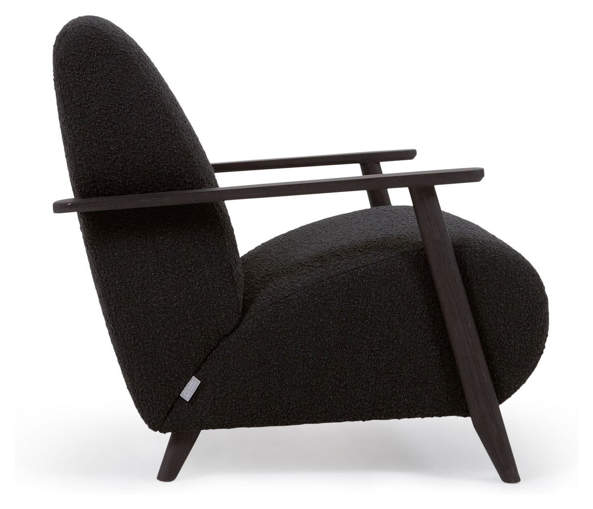 Meghan Lounge Chair, Black lambskin look/Wenge ash