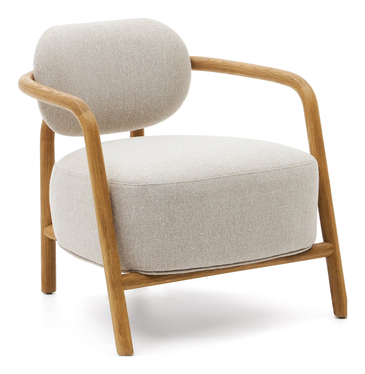 Melqui Beige Armchair Solid Oak with Natural Finish