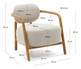 Melqui Beige Armchair Solid Oak with Natural Finish