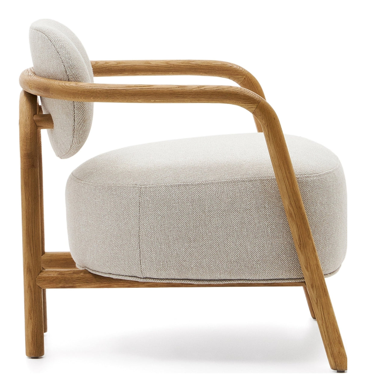 Melqui Beige Armchair Solid Oak with Natural Finish