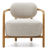 Melqui Beige Armchair Solid Oak with Natural Finish