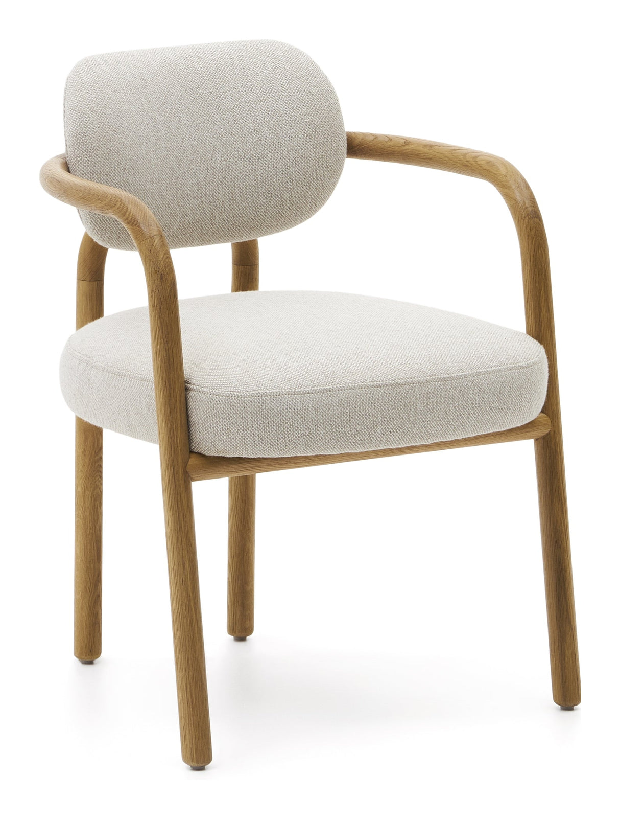 Melqui Beige Dining Chair, Solid Oak