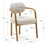 Melqui Beige Dining Chair, Solid Oak