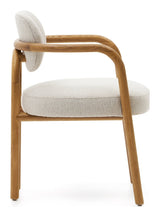 Melqui Beige Dining Chair, Solid Oak