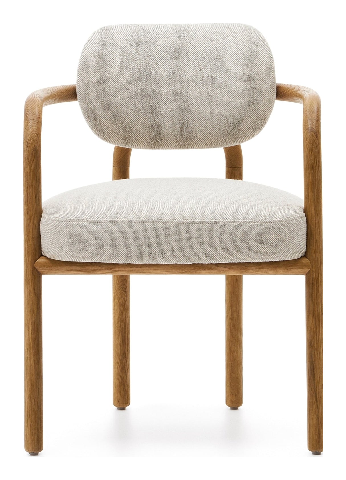 Melqui Beige Dining Chair, Solid Oak