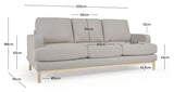 Mihaela 3-pers. Sofa, Gray fleece