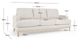 Mihaela 3-pers. Sofa, White fleece